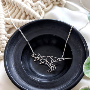 Dinosaur Necklace Origami Gold / Silver