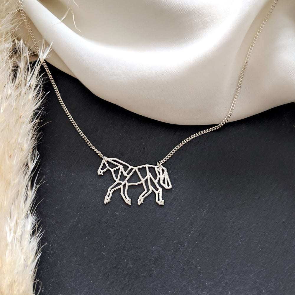 Horse Necklace Gold / Silver, Origami necklace