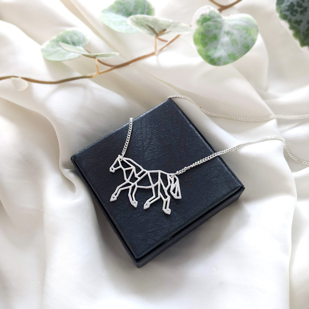 Horse Necklace Gold / Silver, Origami necklace