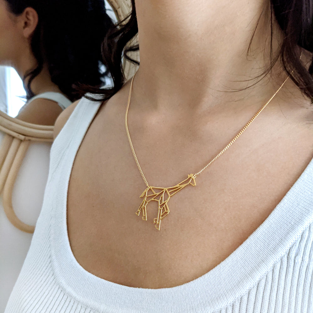 Giraffe Necklace Gold / Silver, Origami necklace