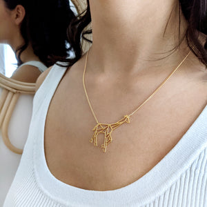 Giraffe Necklace Gold / Silver, Origami necklace