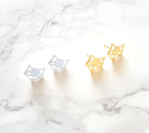 
                
                    Load image into Gallery viewer, Origami Geometric Fox Studs Gold / Silver - Shany Design Studio Jewellery Shop
                
            