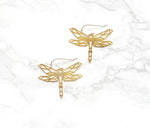 Dragonfly origami geometric  Earrings Gold / Silver