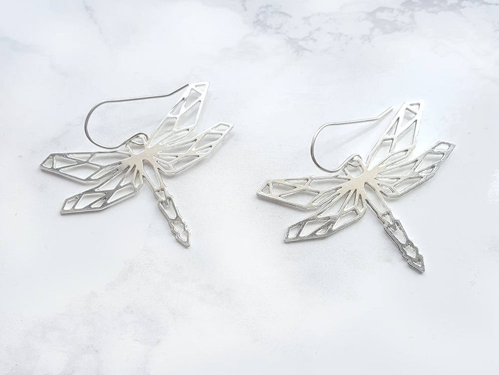 Dragonfly origami geometric  Earrings Gold / Silver - Shany Design Studio Jewellery Shop