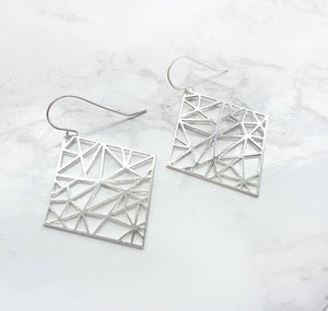 Geometric square Earrings Gold / Silver - Shany Design Studio Jewellery Shop