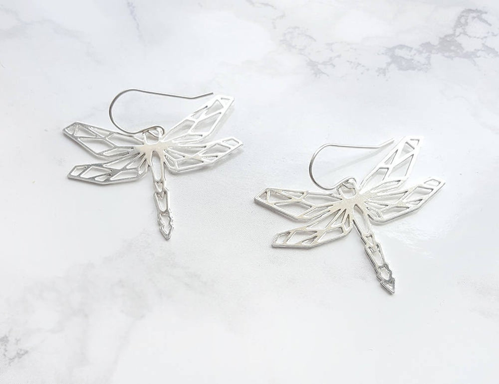 Dragonfly origami geometric  Earrings Gold / Silver - Shany Design Studio Jewellery Shop