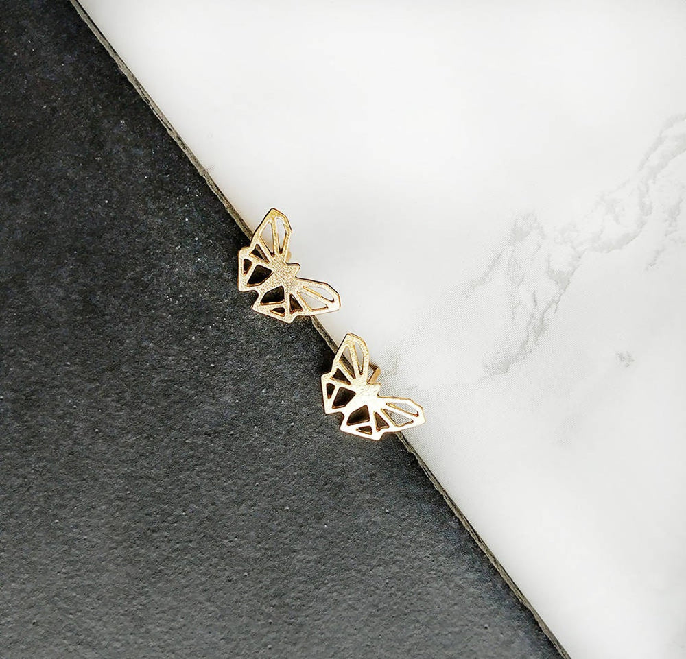 Origami Geometric Butterfly Stud earrings Gold / Silver - Shany Design Studio Jewellery Shop
