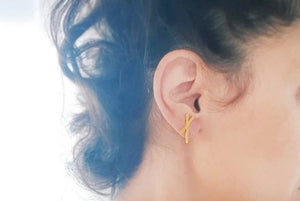 X Geometric Stud Earrings Gold / Silver - Shany Design Studio Jewellery Shop