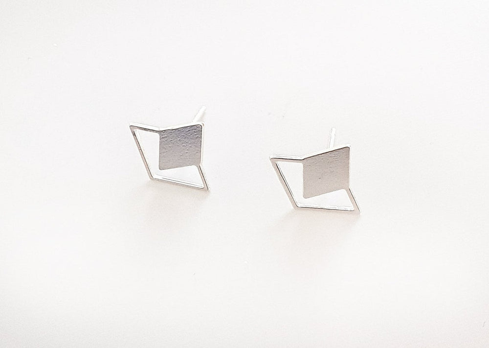 Rhombus Diamond Twain Stud Earrings Gold / Silver - Shany Design Studio Jewellery Shop