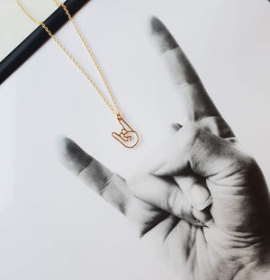 
                
                    Load image into Gallery viewer, Rock On Hand sign Necklace Gold / Silver - Shany Design Studio Jewellery Shop
                
            