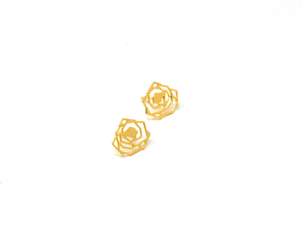 Rose Flower Stud Earrings Gold / Silver
