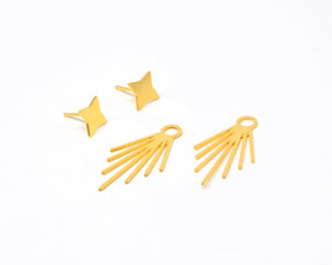 Stars Ear Jackets Fireworks Earrings Gold / Silver - Shany Design Studio Jewellery Shop