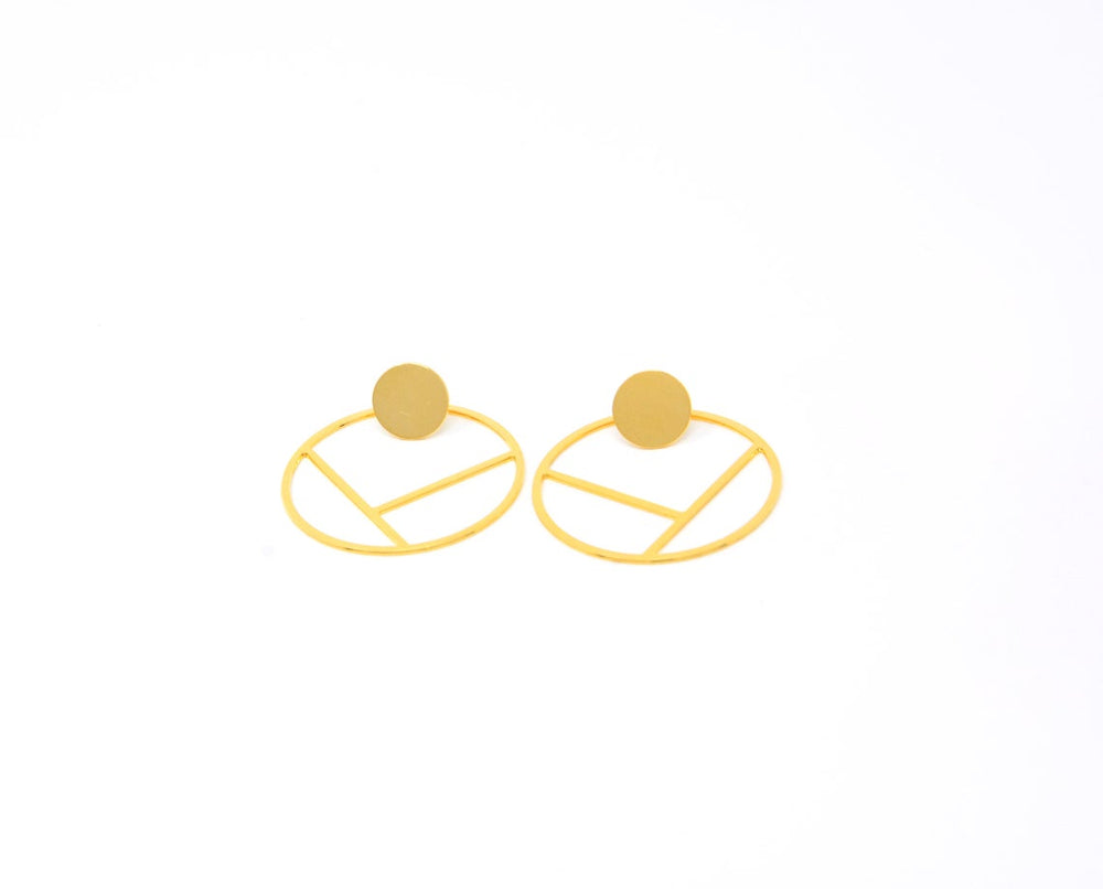 Outlined Round Circle Ear Jackets Gold / Silver - Shany Design Studio Jewellery Shop
