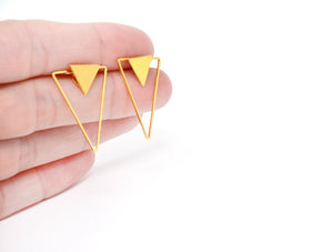 
                
                    Load image into Gallery viewer, Triangle Geometric Ear Jackets Gold / Silver - Shany Design Studio Jewellery Shop
                
            
