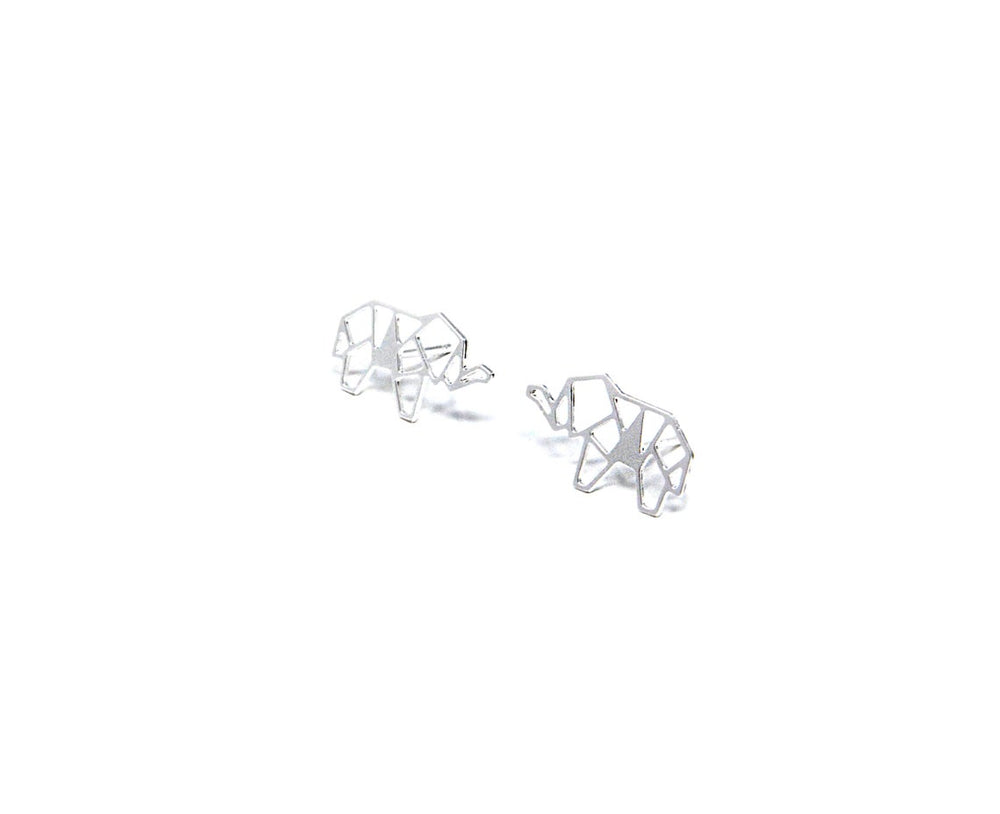Origami Geometric Elephant Stud Earrings Gold / Silver - Shany Design Studio Jewellery Shop