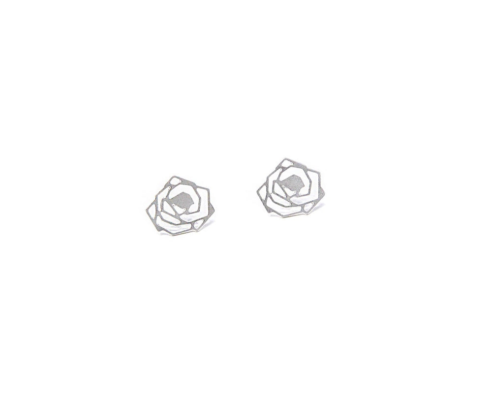 Rose Flower Stud Earrings Gold / Silver