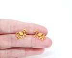 Horse studs earrings Gold / Silver, Origami stud earrings