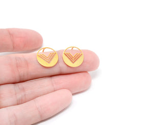 Round Gold Post Stud Earrings Gold / Silver - Shany Design Studio Jewellery Shop