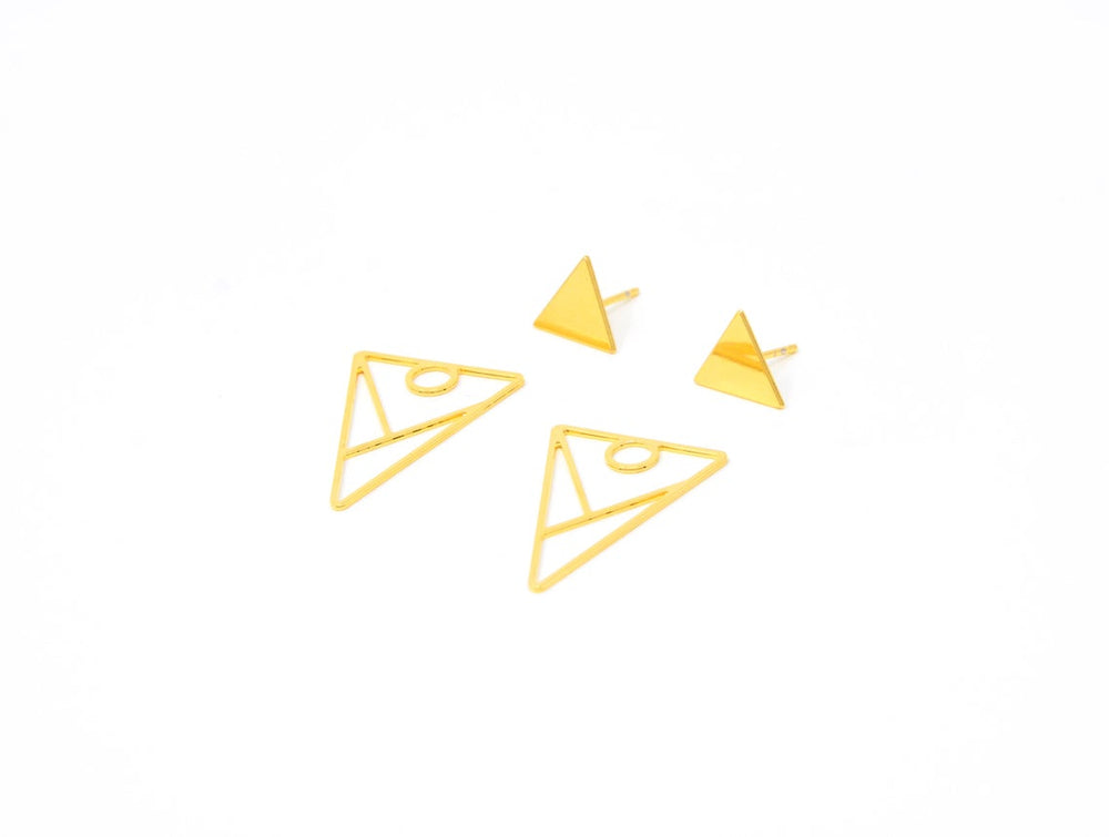 Triangle Ear jackets Geometric Earrings Gold / Silver - Shany Design Studio Jewellery Shop