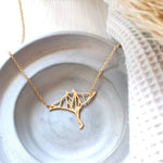 Manta ray fish necklace Gold / Silver, Origami necklace
