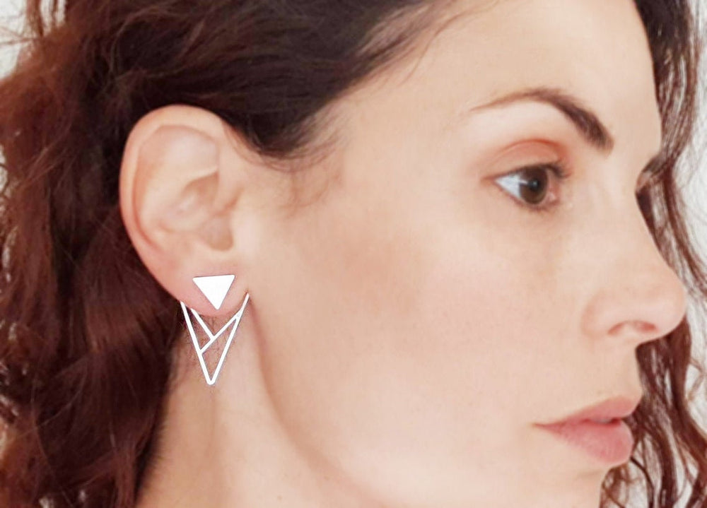 Triangle Ear jackets Geometric Earrings Gold / Silver