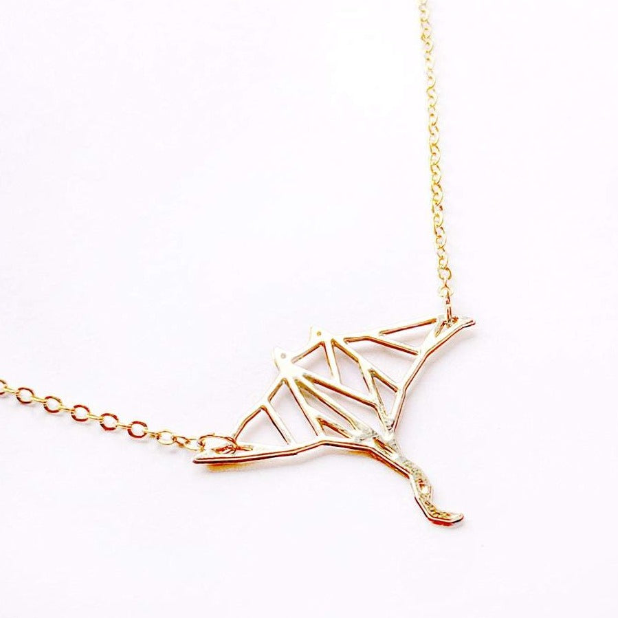 Origami manta ray fish necklace Gold / Silver - Shany Design Studio Jewellery Shop