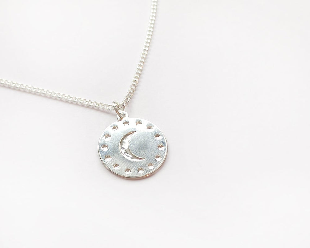 
                
                    Load image into Gallery viewer, Moon and stars Medallion Coin Necklace Gold / Silver - Shany Design Studio Jewellery Shop
                
            